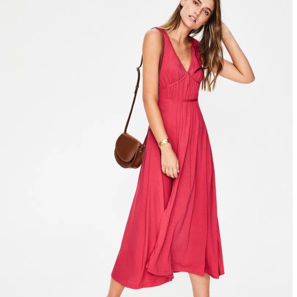 Boden dress coral red Elina jersey 8 regular NEW Sleeveless soft stretch - Picture 6 of 7